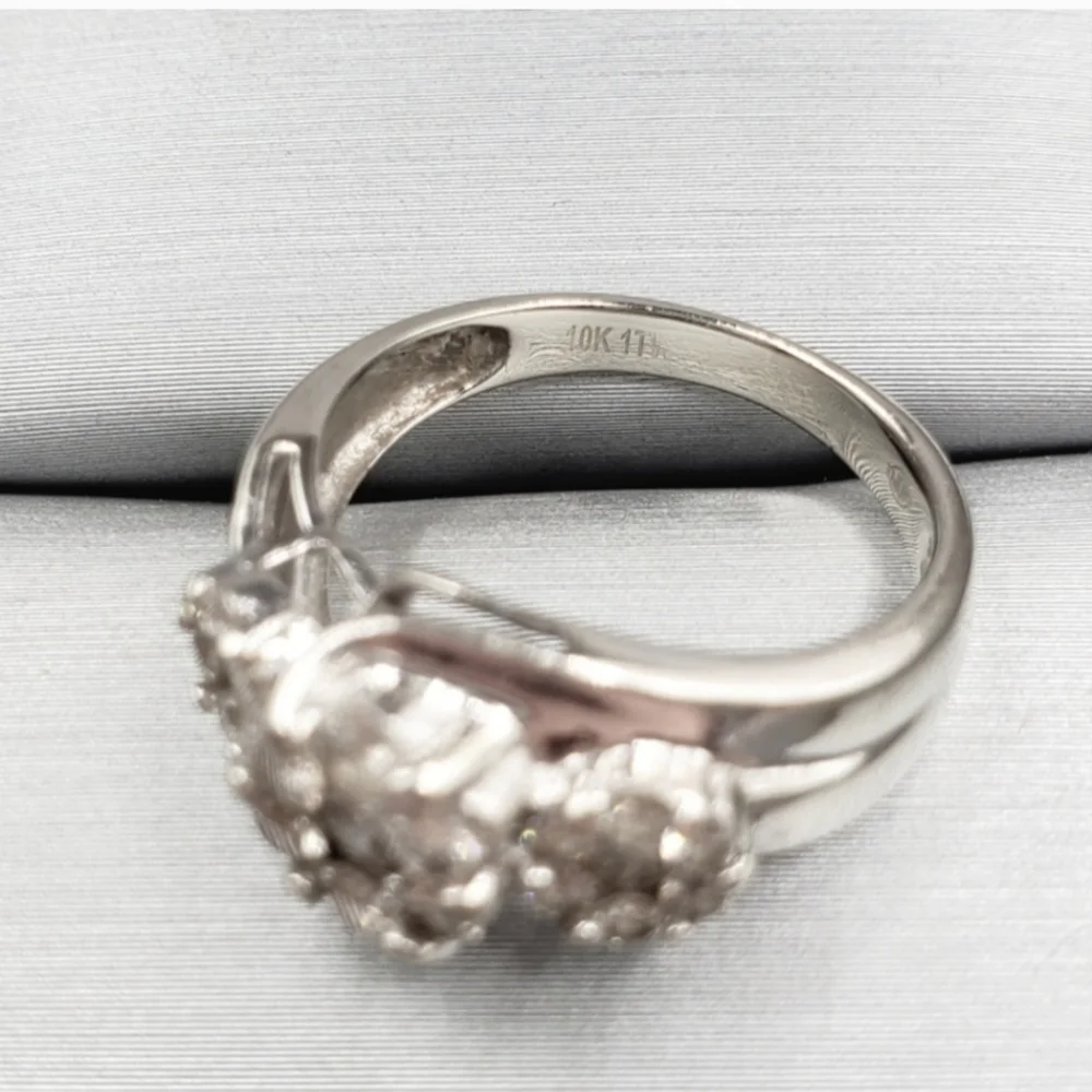 White Gold Diamond Flower Cluster Ring